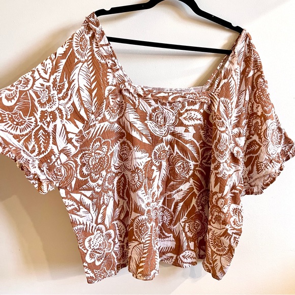 Wonderly Terracotta Floral Gauze Top - Picture 2 of 5